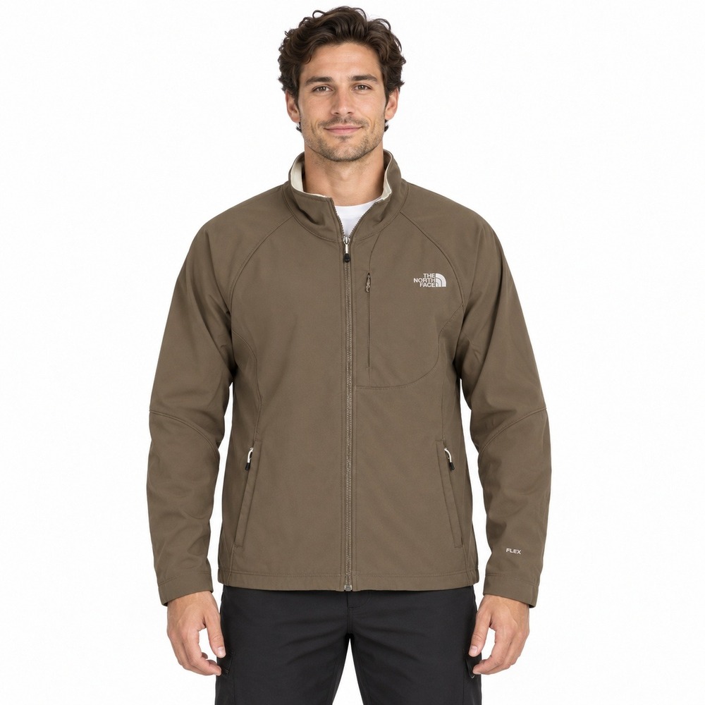 The North Face Apex Bionic Jacket Mens XL Brown Softshell Windproof Fleece Line